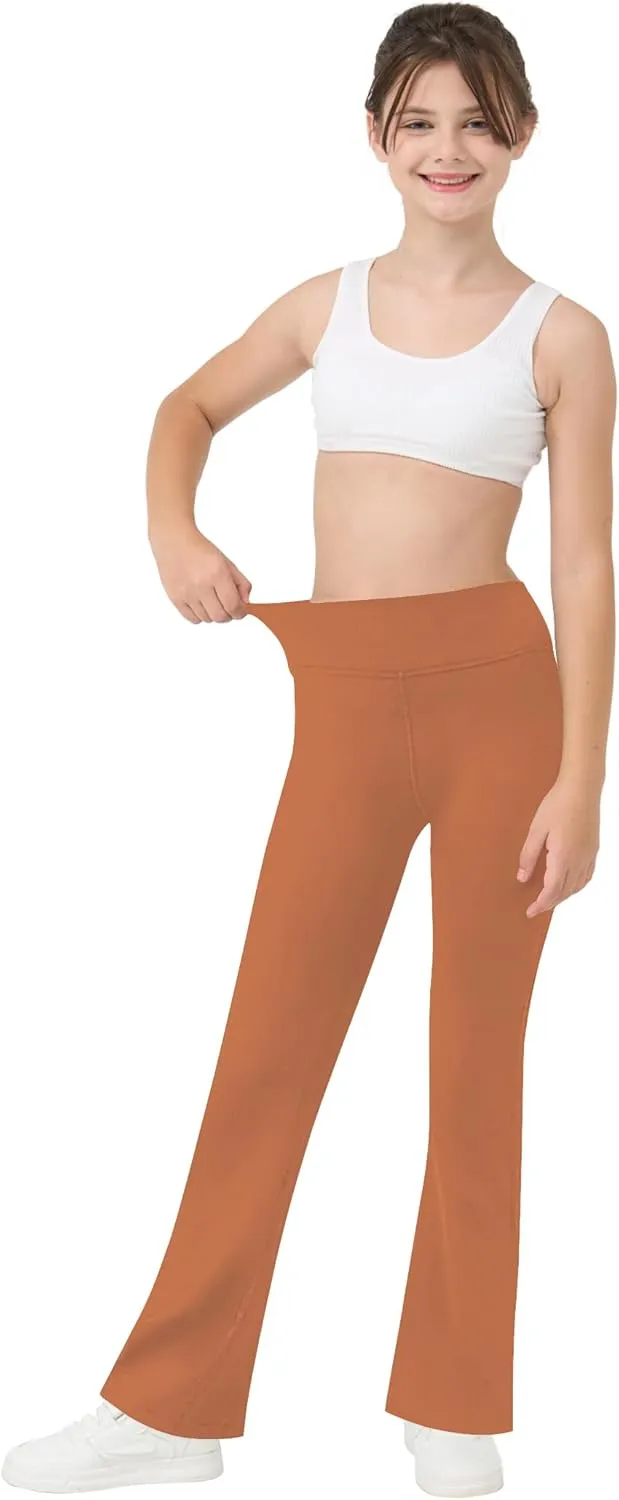 Bootcut Leggings for Girls High Waist Soft Stretch Women Yoga Pants Teen Dance Running Black Pink Dark Blue Maroon White