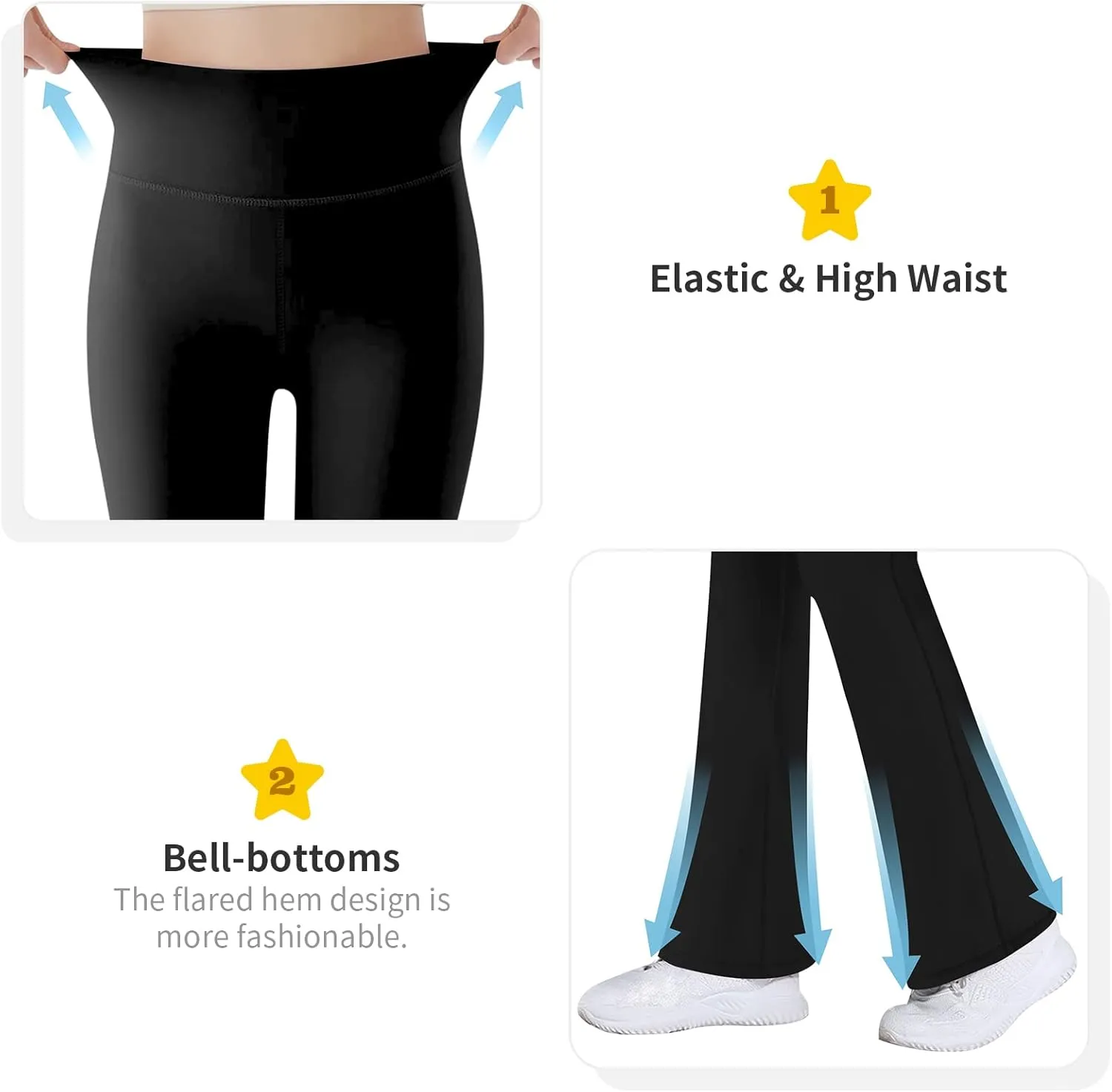 Bootcut Leggings for Girls High Waist Soft Stretch Women Yoga Pants Teen Dance Running Black Pink Dark Blue Maroon White