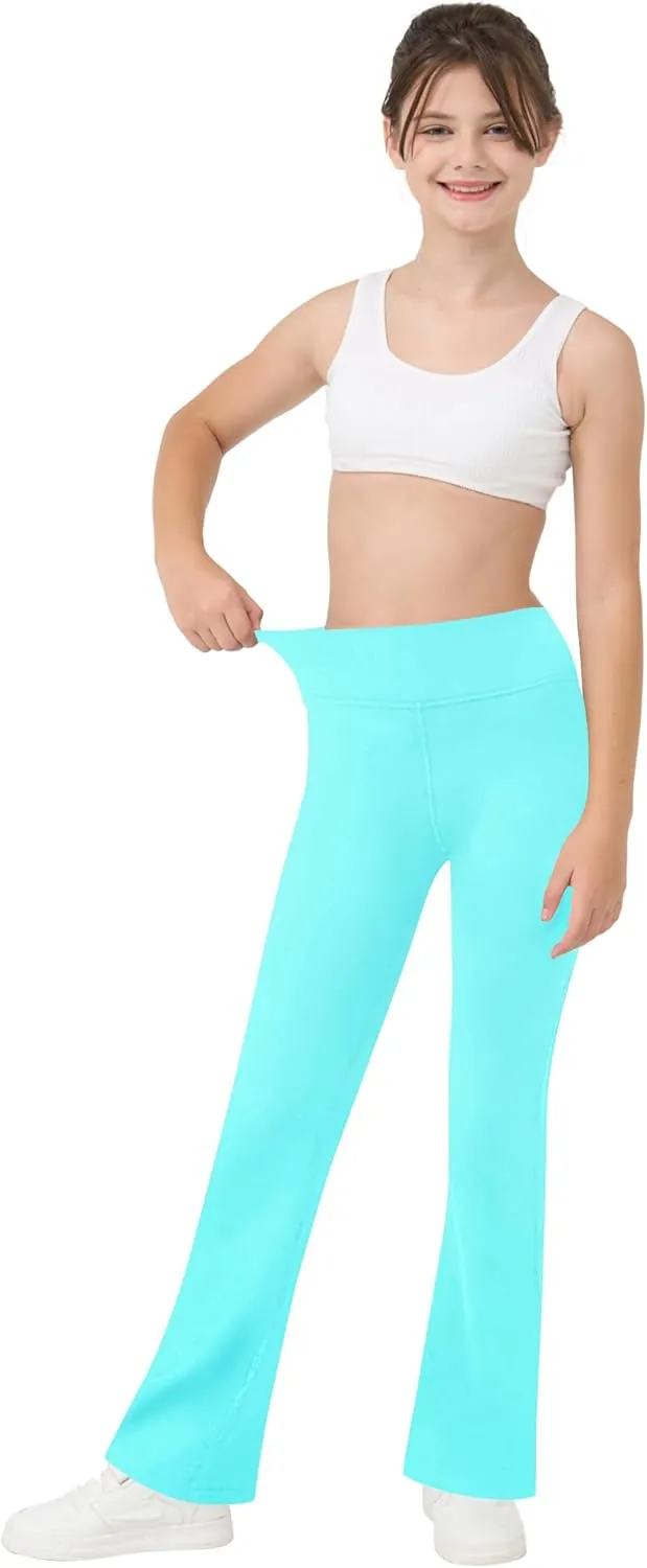 Bootcut Leggings for Girls High Waist Soft Stretch Women Yoga Pants Teen Dance Running Black Pink Dark Blue Maroon White