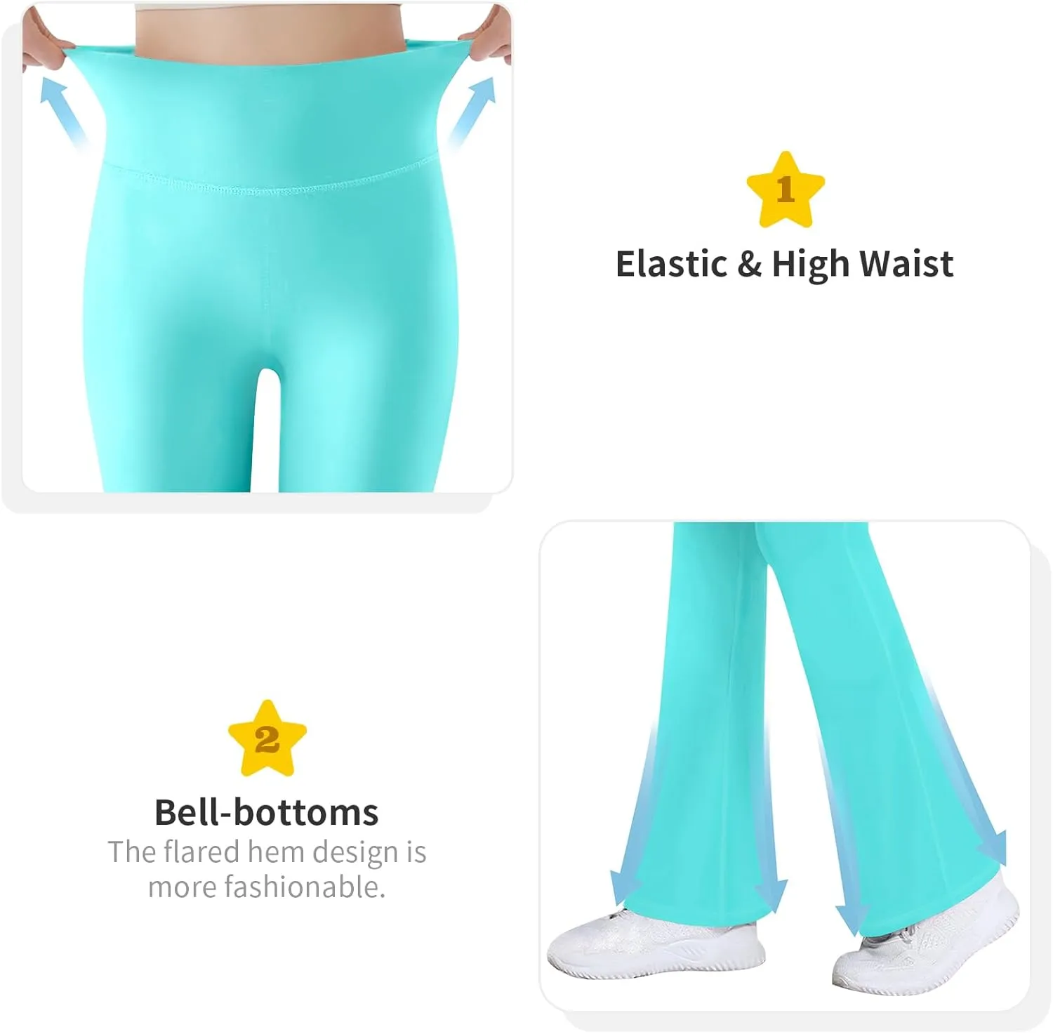 Bootcut Leggings for Girls High Waist Soft Stretch Women Yoga Pants Teen Dance Running Black Pink Dark Blue Maroon White
