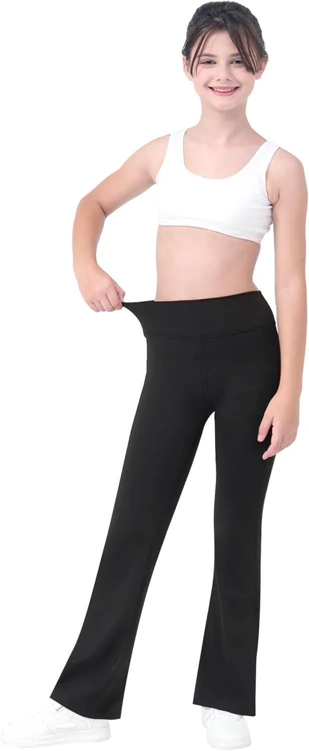 Bootcut Leggings for Girls High Waist Soft Stretch Women Yoga Pants Teen Dance Running Black Pink Dark Blue Maroon White