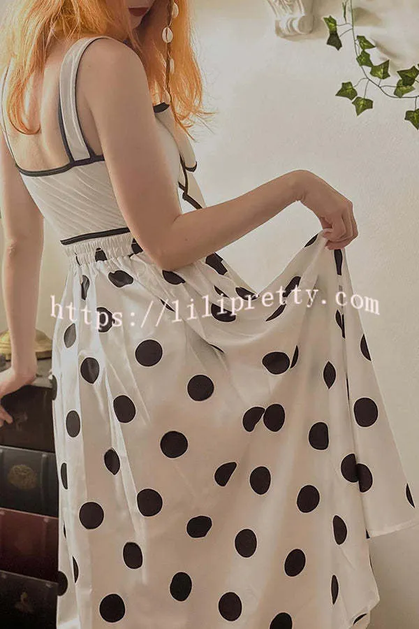 Bow Swimsuit and Elastic Waist Spotted One Piece Swimsuit   Skirt