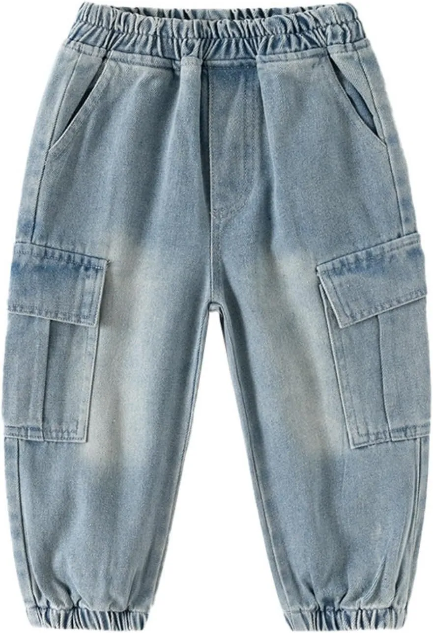 Boys and Toddlers' Pull on Cargo Pants Elastic Waisted Baggy Jeans Cargo Jeans Harem Pants Baby Sweatpants Joggers