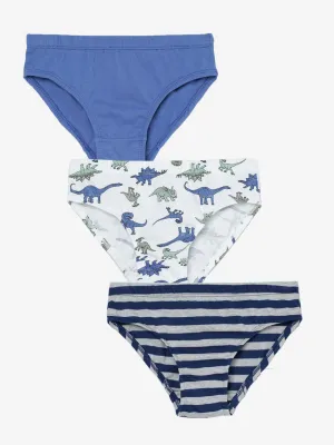 Boys Brief - Dino All Over Print & Solid Color Combo Pack Of 3