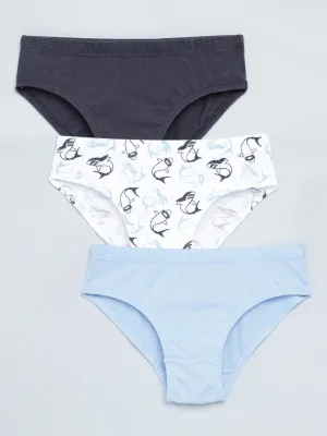 Boys Brief - Shark All Over Print & Solid Color Combo Pack Of 3