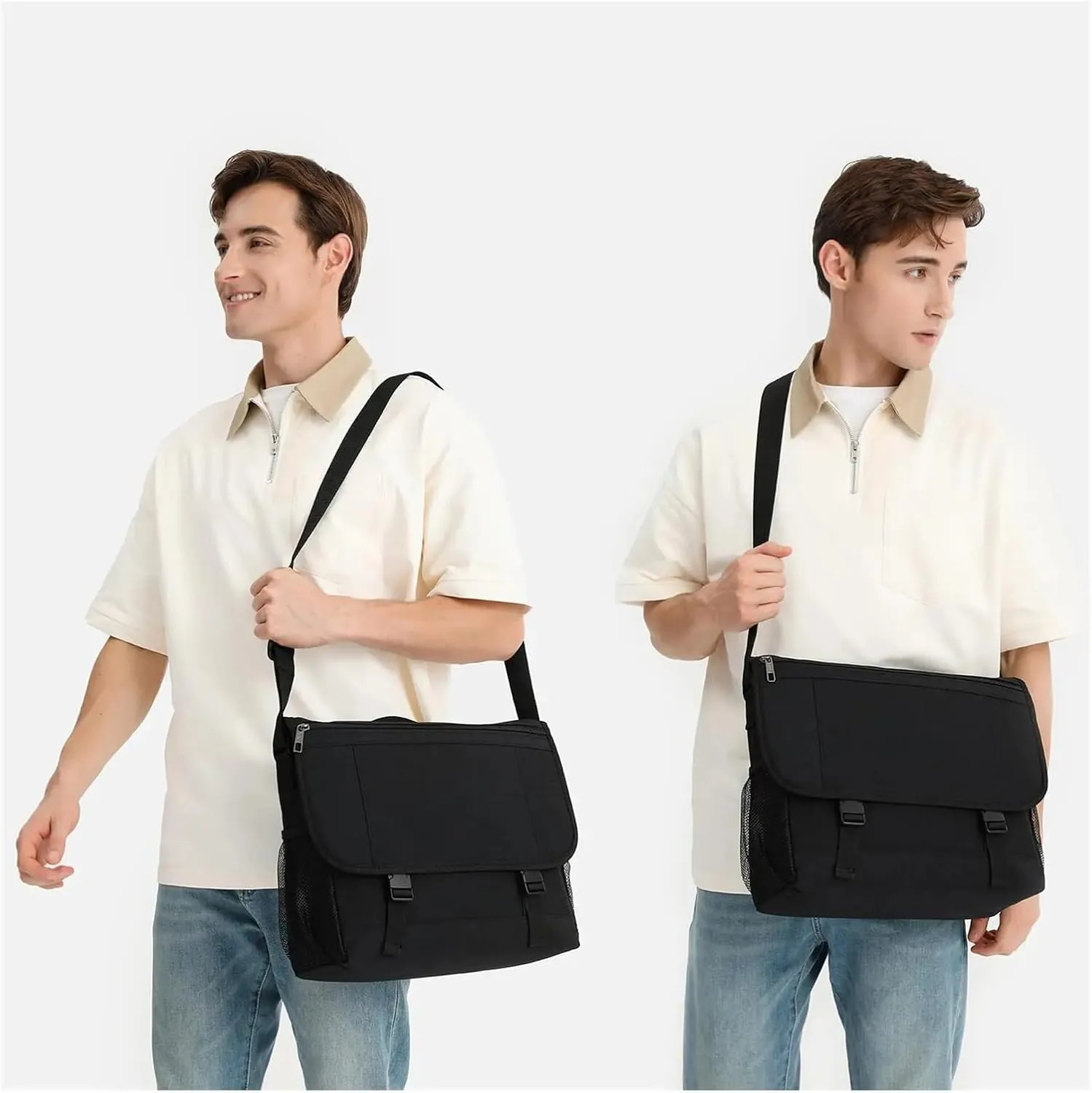 Briefcase Men Water-Resistant Laptop Messenger Bag Crossbody Day Bag For Up To 15.6 Inch Laptop