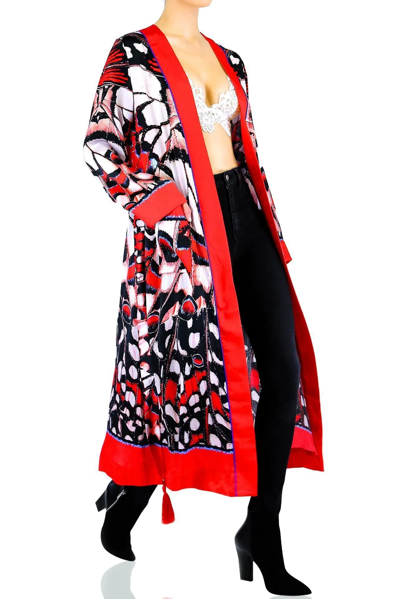 Butterfly Print Duster Robe