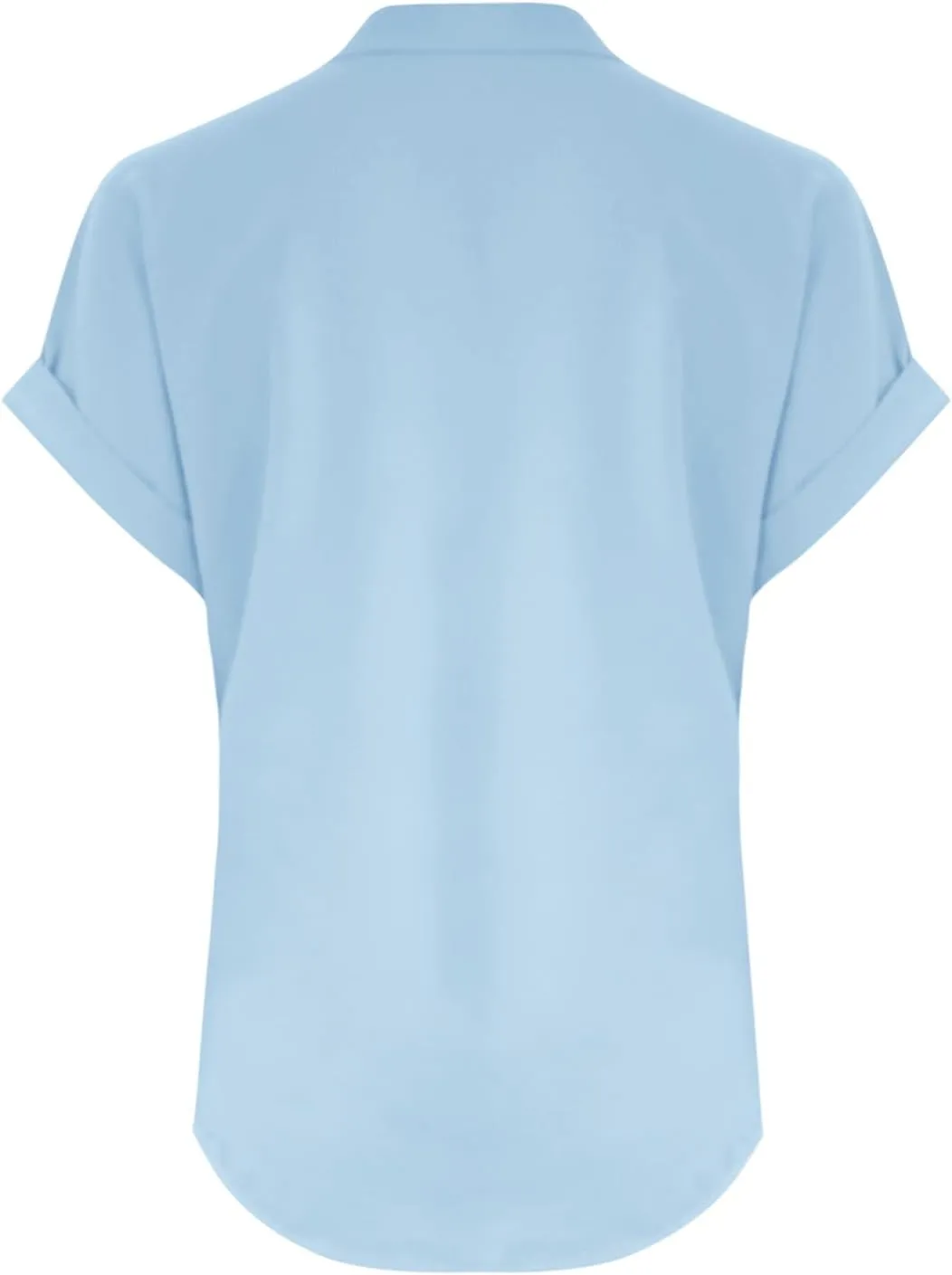 Button Down V Neck Shirts for Women Short Sleeve Solid Color Shirts Dressy Casual Tops Slim Fitting Tops Blouse
