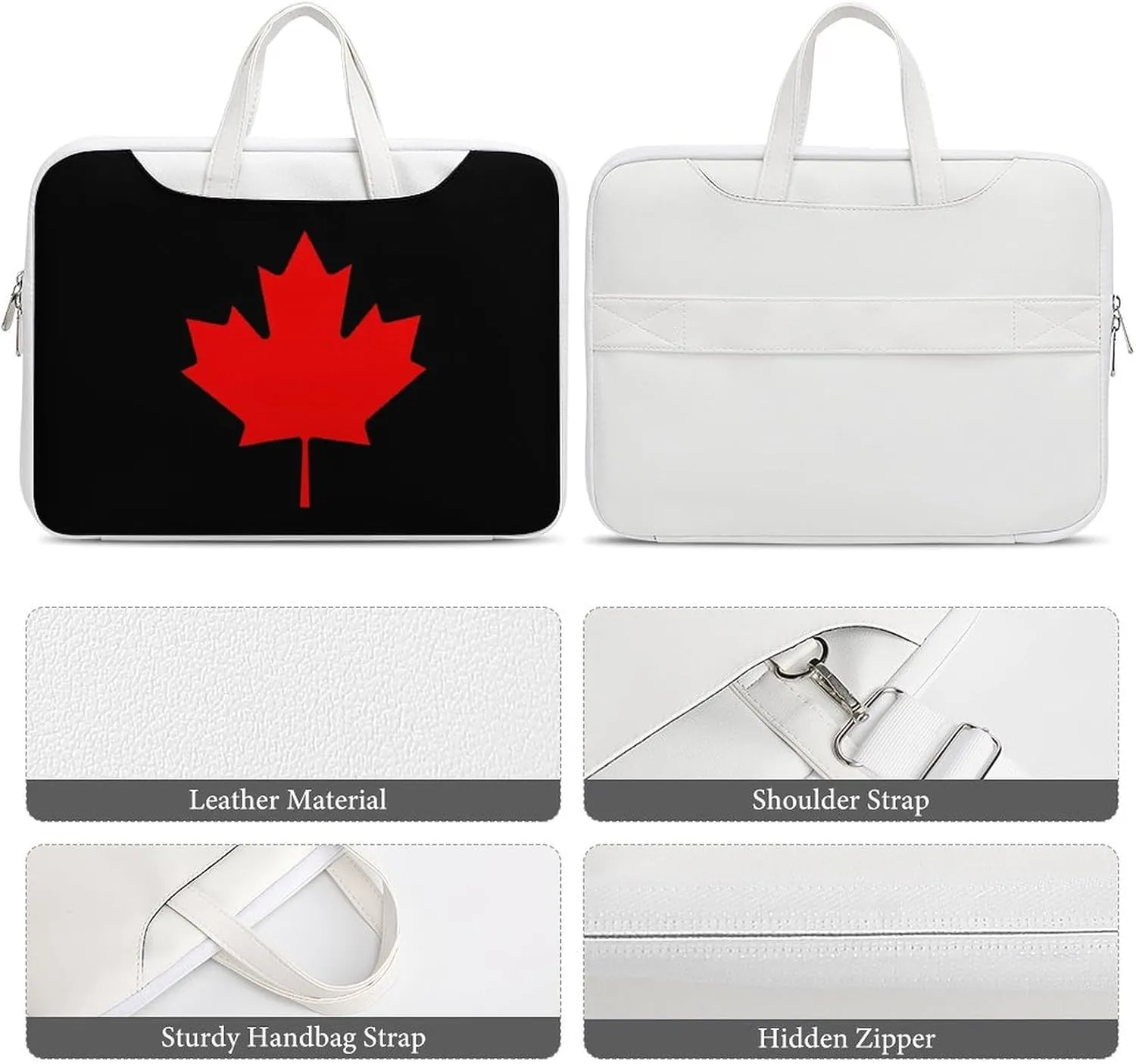 Canada Flag Leather Bag Laptop Case Slim Water Resistant Computer Bags with Handle Briefcase for Work