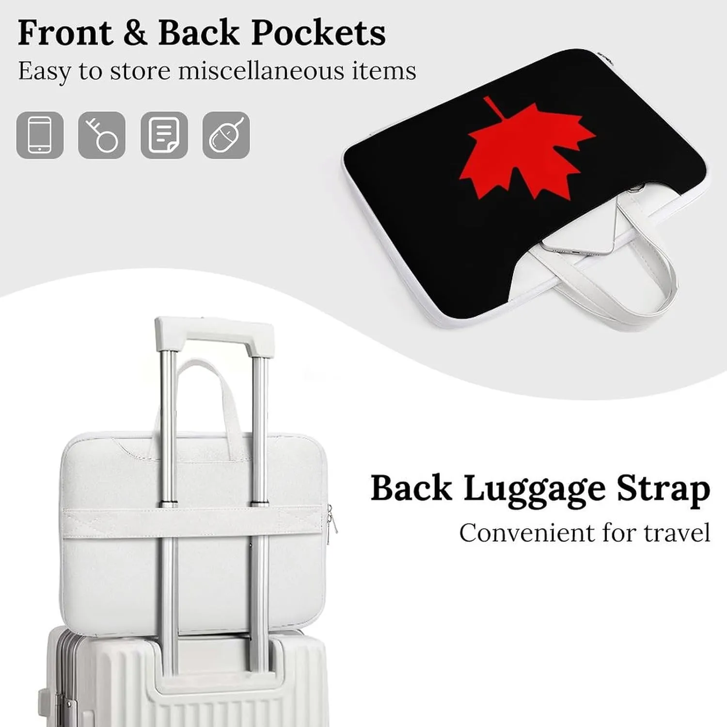 Canada Flag Leather Bag Laptop Case Slim Water Resistant Computer Bags with Handle Briefcase for Work