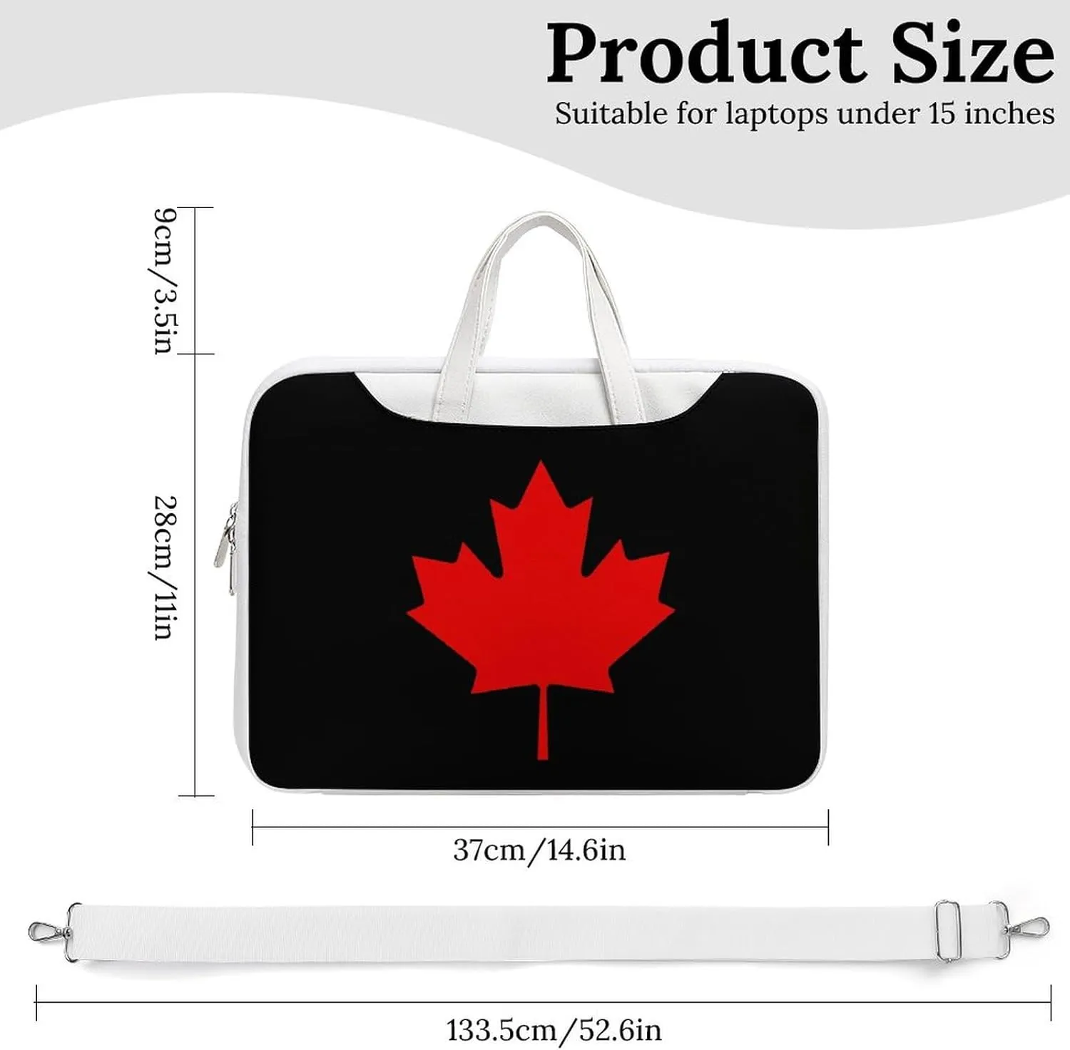 Canada Flag Leather Bag Laptop Case Slim Water Resistant Computer Bags with Handle Briefcase for Work