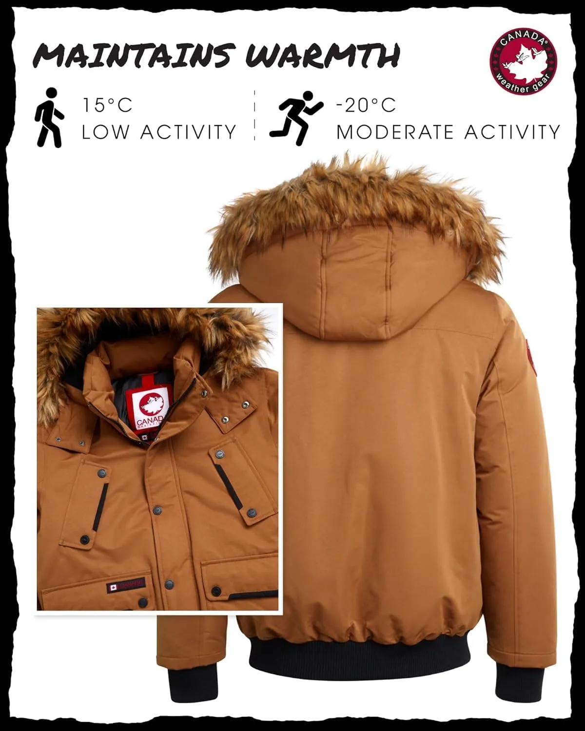 CANADA WEATHER GEAR Mens Big & Tall Winter Jacket - Heavyweight Bomber Parka Coat Jacket for Big and Tall Men (Sizes: M-5X)