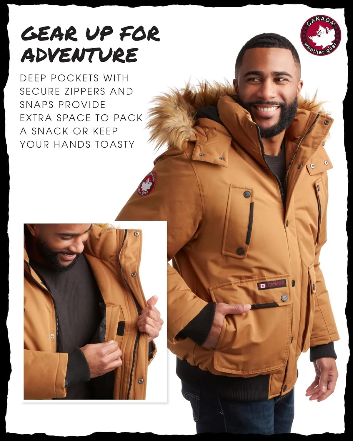 CANADA WEATHER GEAR Mens Big & Tall Winter Jacket - Heavyweight Bomber Parka Coat Jacket for Big and Tall Men (Sizes: M-5X)