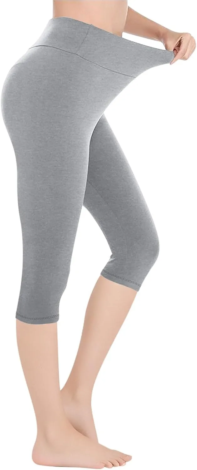 Capri Pants Women Cropped Legging 3/4 Length Plain Cropped Trousers Elasticated Waist Underpants Workout