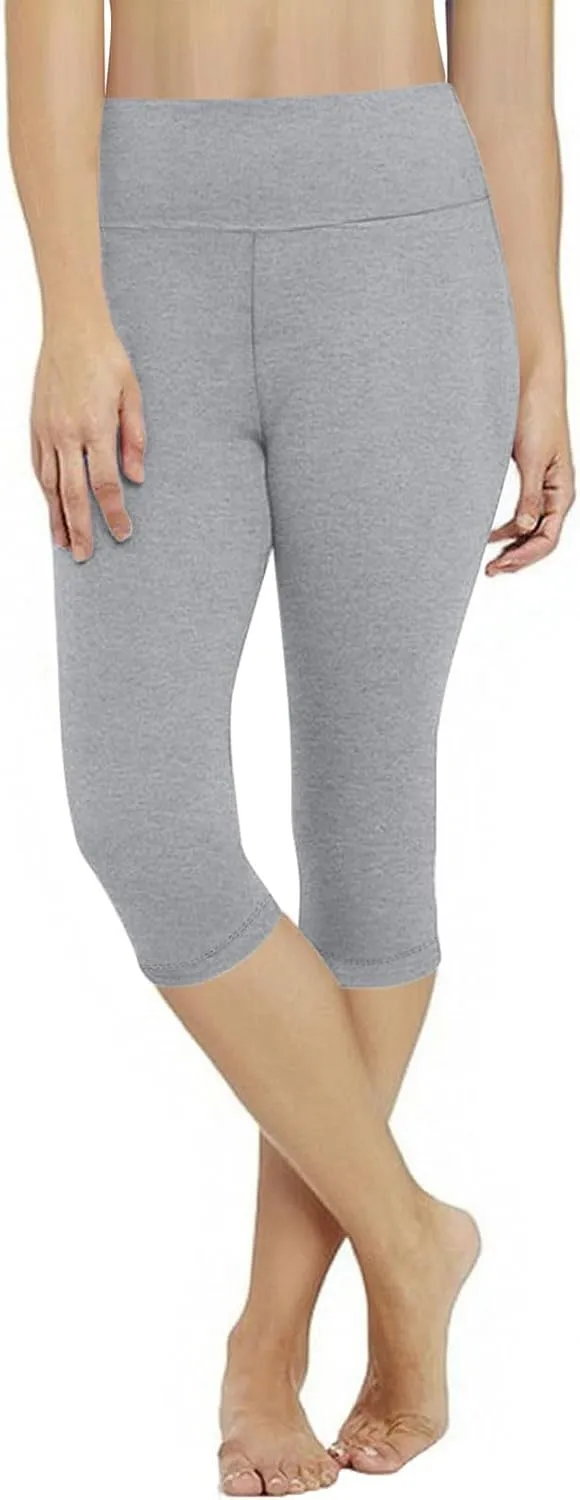 Capri Pants Women Cropped Legging 3/4 Length Plain Cropped Trousers Elasticated Waist Underpants Workout
