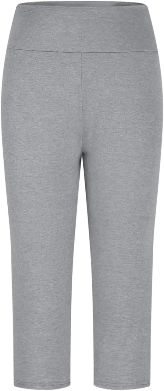 Capri Pants Women Cropped Legging 3/4 Length Plain Cropped Trousers Elasticated Waist Underpants Workout