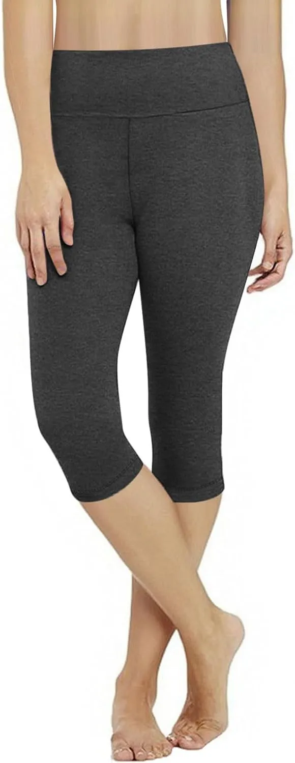Capri Pants Women Cropped Legging 3/4 Length Plain Cropped Trousers Elasticated Waist Underpants Workout