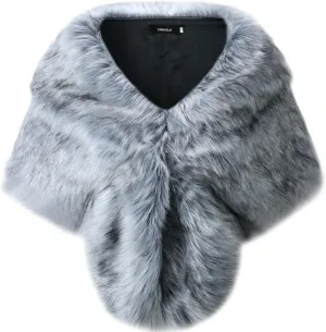 Caracilia Faux Fur Shawl Wrap Stole Shrug Winter Bridal Wedding Cover Up