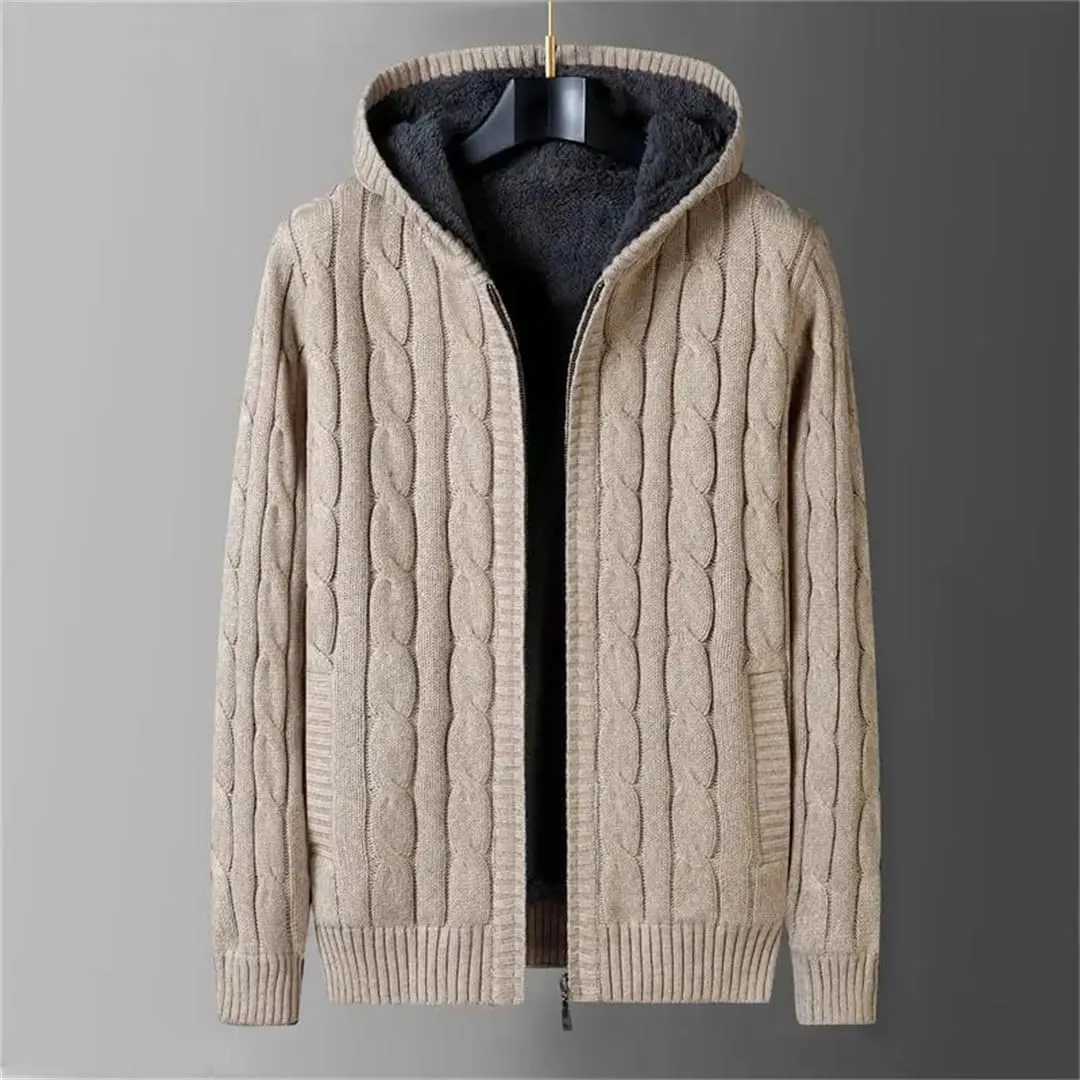 Cardigan Knitted Hooded Sweater Knitwear Men Warm Winter Sweater Coat