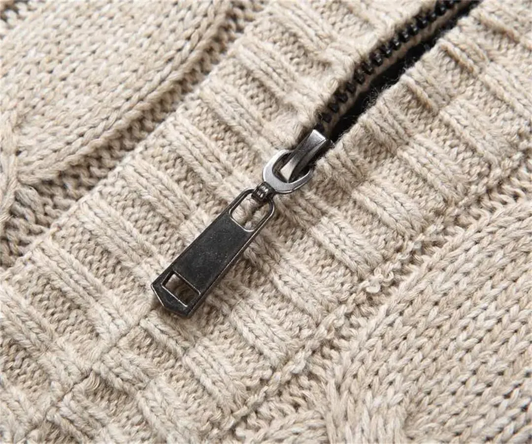 Cardigan Knitted Hooded Sweater Knitwear Men Warm Winter Sweater Coat