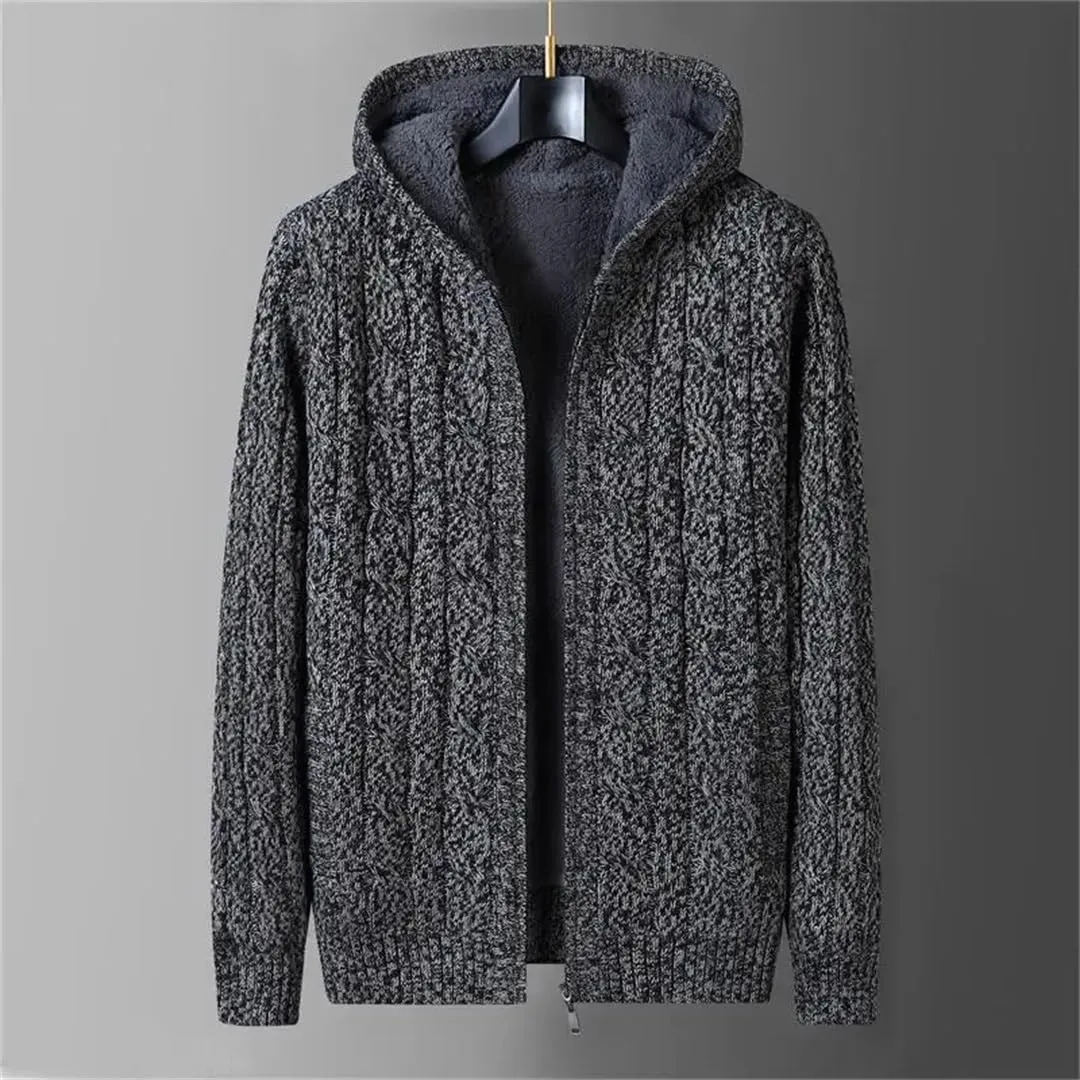 Cardigan Knitted Hooded Sweater Knitwear Men Warm Winter Sweater Coat