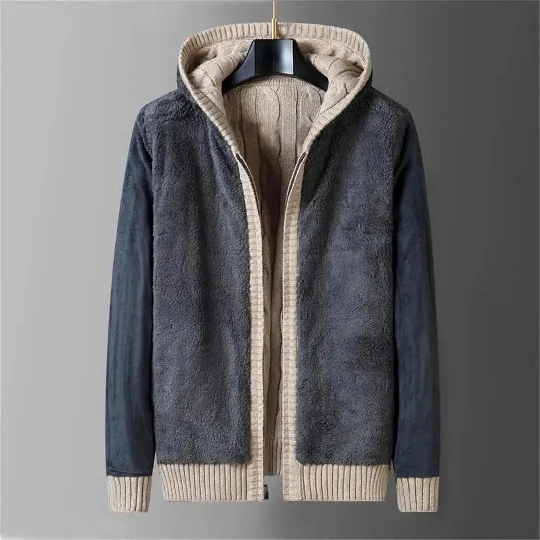 Cardigan Knitted Hooded Sweater Knitwear Men Warm Winter Sweater Coat
