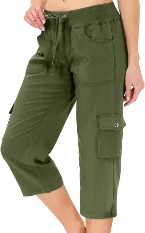 Cargo Capris for Women with Pockets Summer Lightweight Hiking Pants Comfy Stretchy Capri Pants Summer Capri Cargo Pant