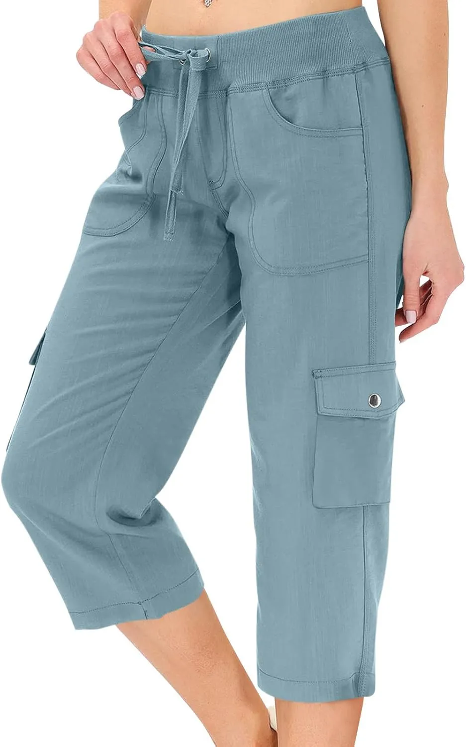 Cargo Capris for Women with Pockets Summer Lightweight Hiking Pants Comfy Stretchy Capri Pants Summer Capri Cargo Pant