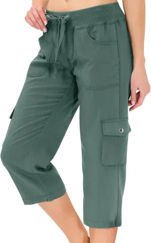 Cargo Capris for Women with Pockets Summer Lightweight Hiking Pants Comfy Stretchy Capri Pants Summer Capri Cargo Pant