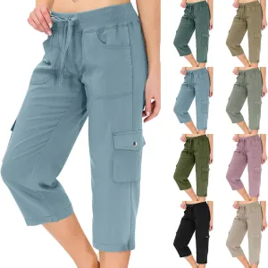 Cargo Capris for Women with Pockets Summer Lightweight Hiking Pants Comfy Stretchy Capri Pants Summer Capri Cargo Pant