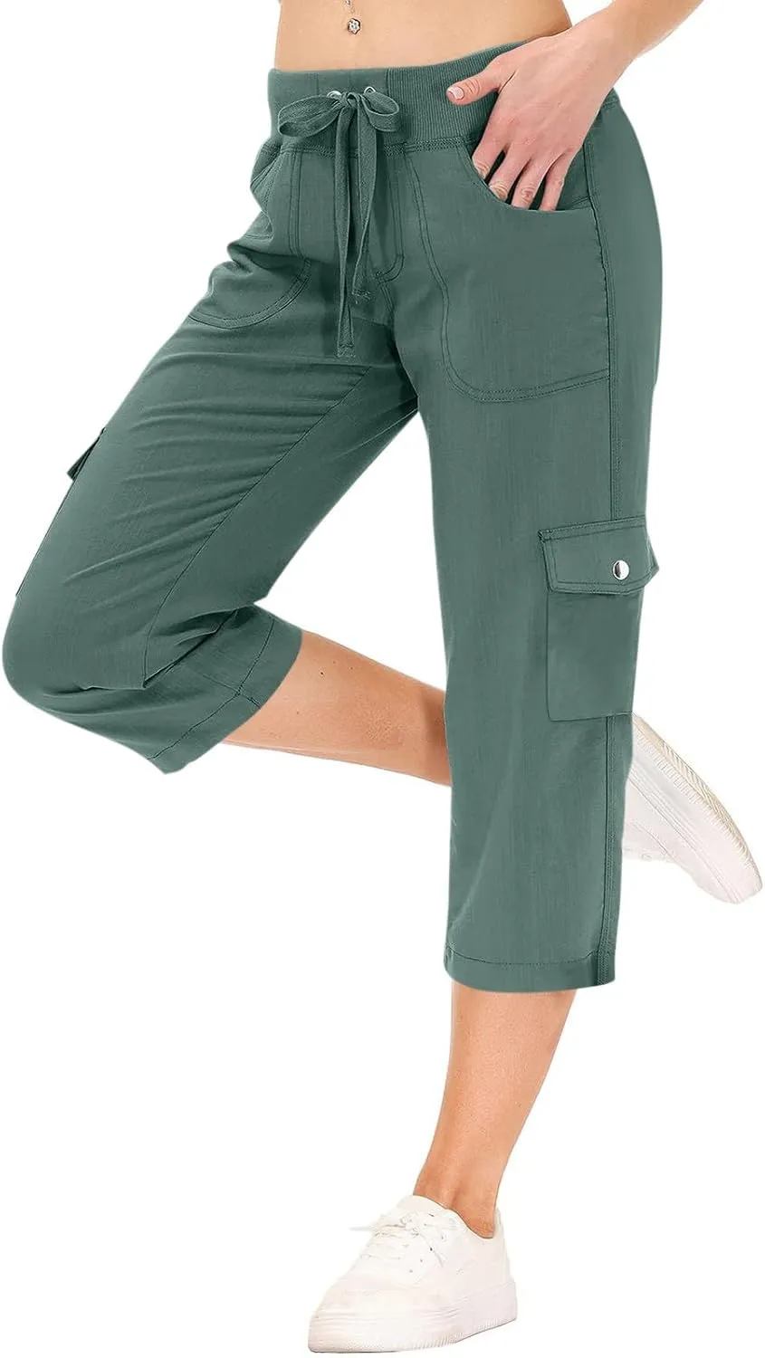 Cargo Capris for Women with Pockets Summer Lightweight Hiking Pants Comfy Stretchy Capri Pants Summer Capri Cargo Pant
