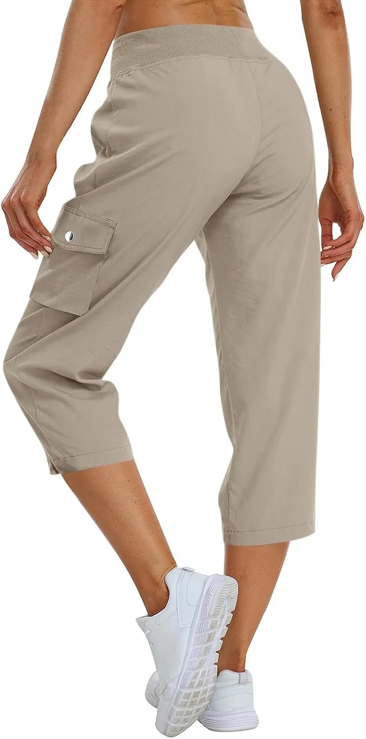 Cargo Capris for Women with Pockets Summer Lightweight Hiking Pants Comfy Stretchy Capri Pants Summer Capri Cargo Pant
