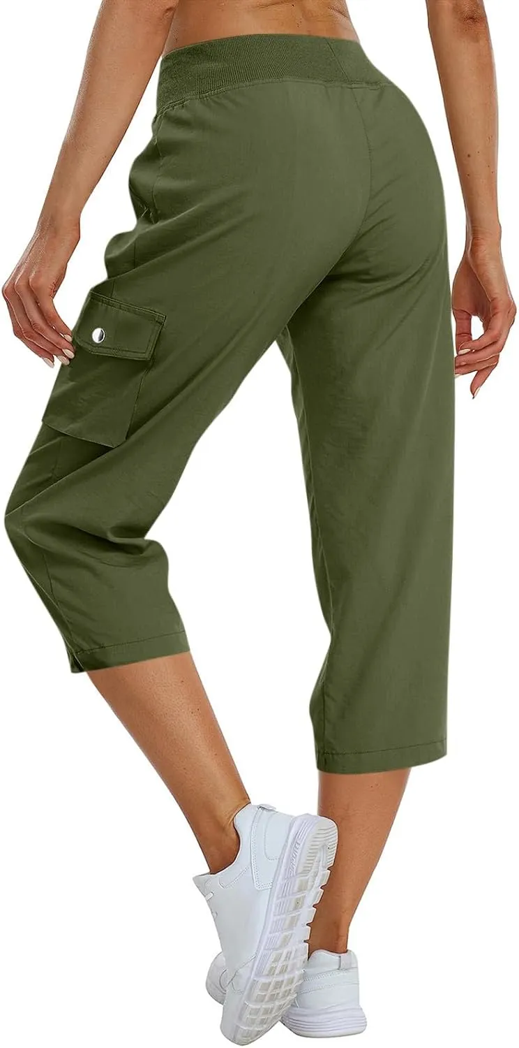 Cargo Capris for Women with Pockets Summer Lightweight Hiking Pants Comfy Stretchy Capri Pants Summer Capri Cargo Pant