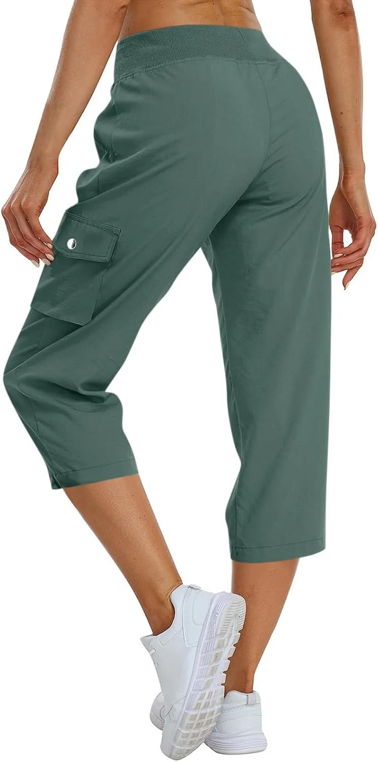 Cargo Capris for Women with Pockets Summer Lightweight Hiking Pants Comfy Stretchy Capri Pants Summer Capri Cargo Pant