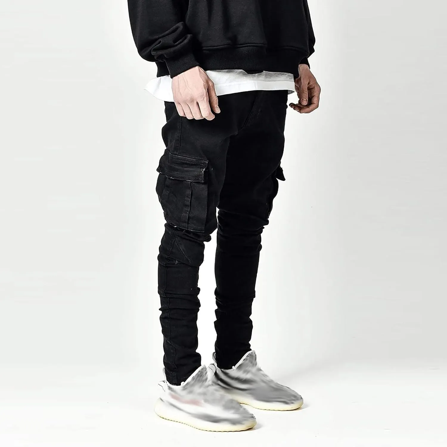 Cargo Jeans Pants for Men,2023 Retro Distressed Sweatpants Fashion Streetwear with Side Pocket Jeans
