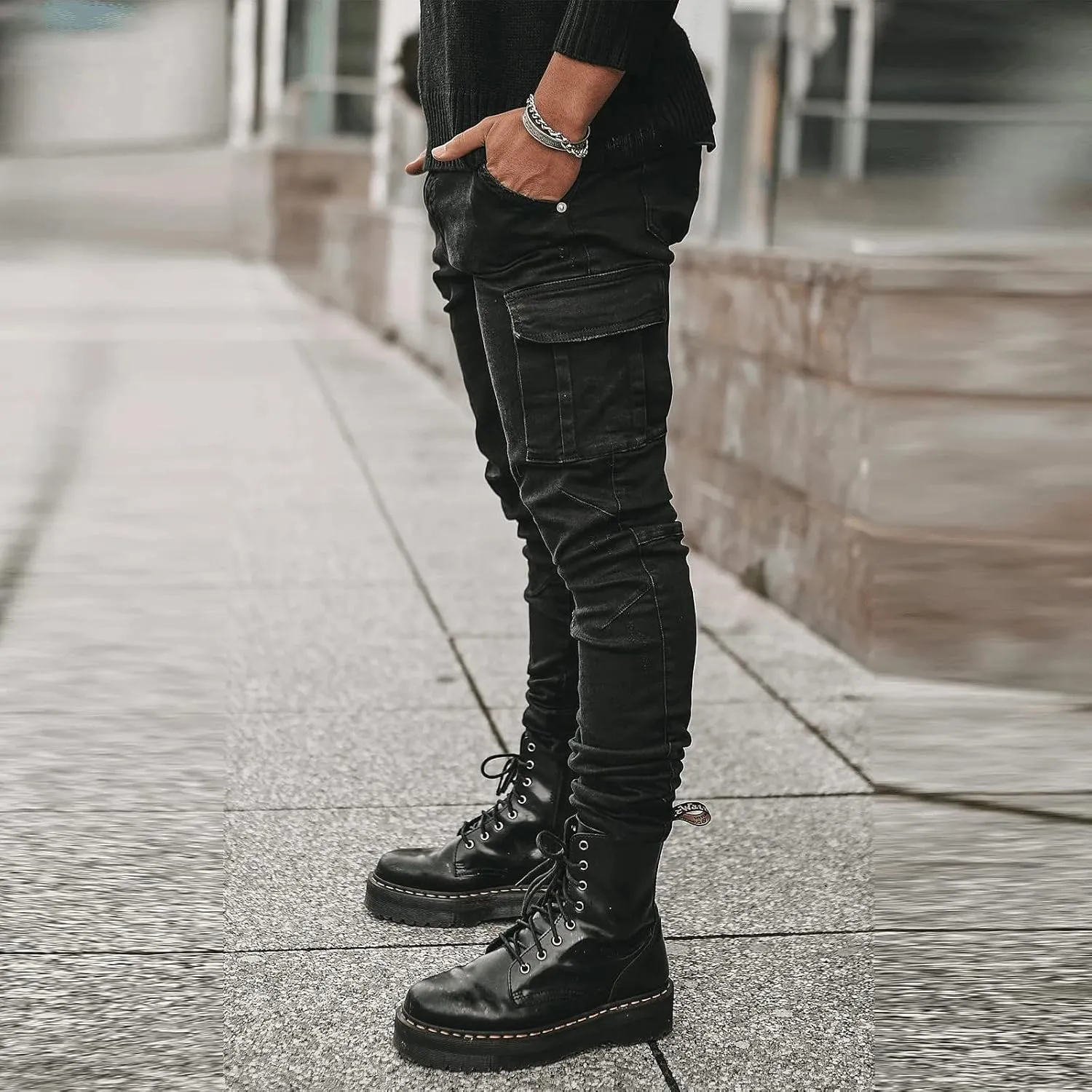 Cargo Jeans Pants for Men,2023 Retro Distressed Sweatpants Fashion Streetwear with Side Pocket Jeans