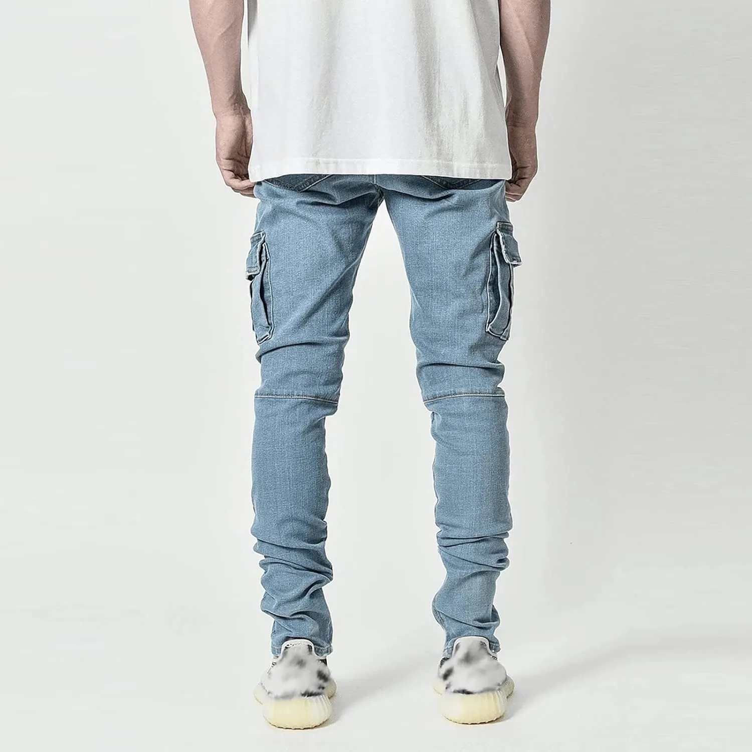 Cargo Jeans Pants for Men,2023 Retro Distressed Sweatpants Fashion Streetwear with Side Pocket Jeans