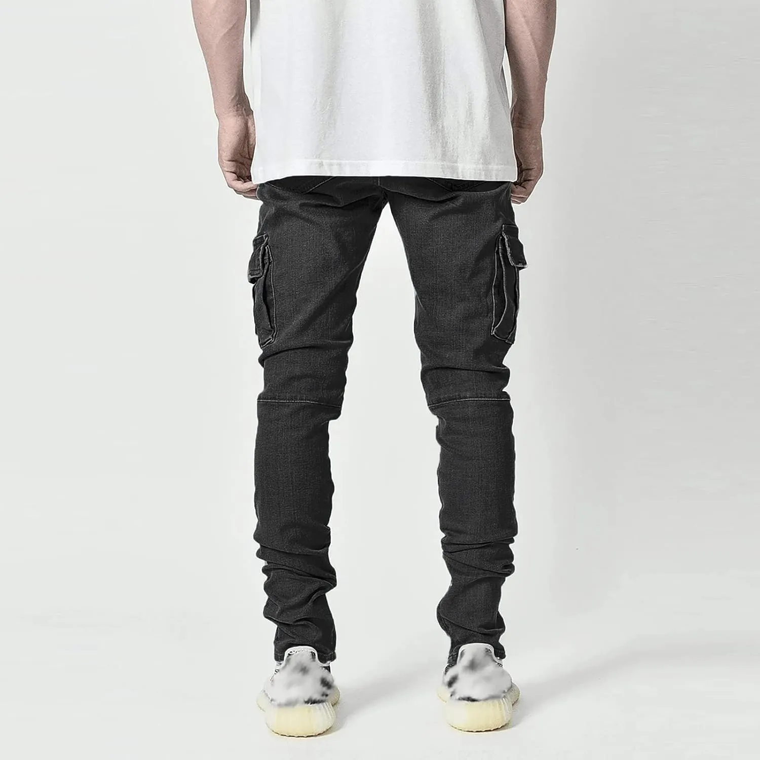 Cargo Jeans Pants for Men,2023 Retro Distressed Sweatpants Fashion Streetwear with Side Pocket Jeans