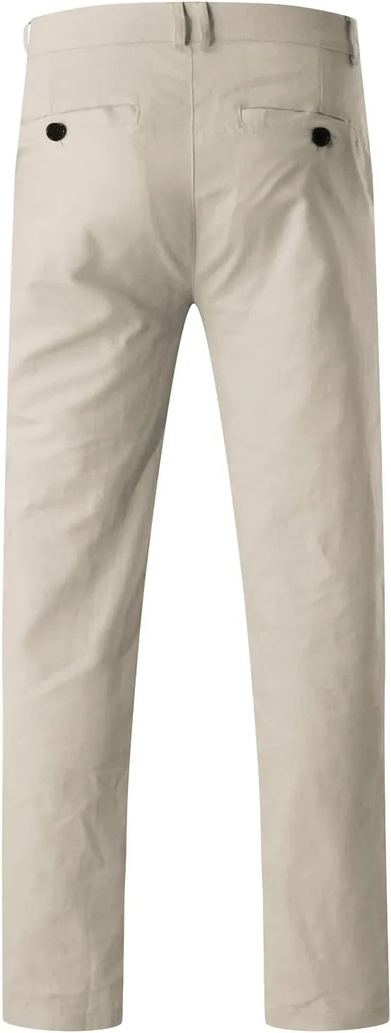 Cargo Pants for Men, Slim Fit Full Length Trousers, Casual Solid Mid Waist Pocket Fashion Workout Pants Streetwear