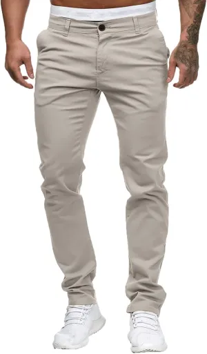 Cargo Pants for Men, Slim Fit Full Length Trousers, Casual Solid Mid Waist Pocket Fashion Workout Pants Streetwear