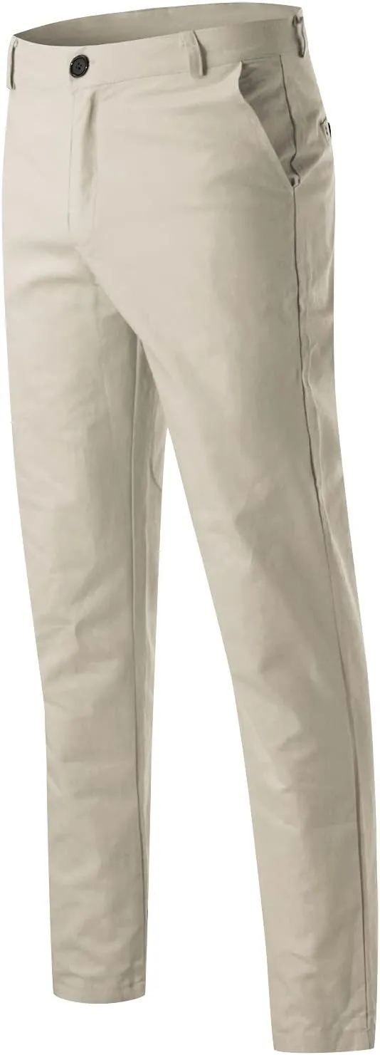 Cargo Pants for Men, Slim Fit Full Length Trousers, Casual Solid Mid Waist Pocket Fashion Workout Pants Streetwear