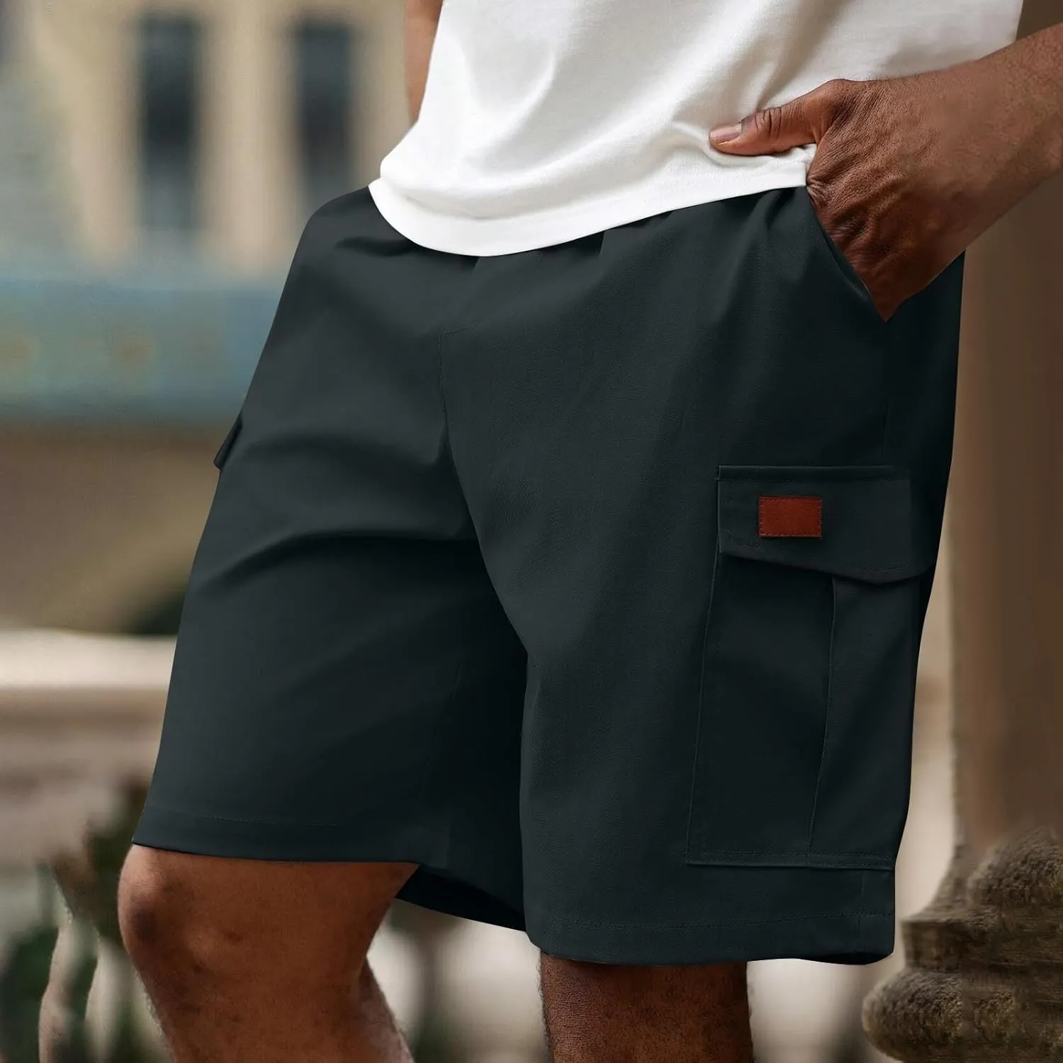 Cargo Shorts for Men Stretch Waist Quick Dry Lightweight Outdoor Hiking Shorts with Pockets