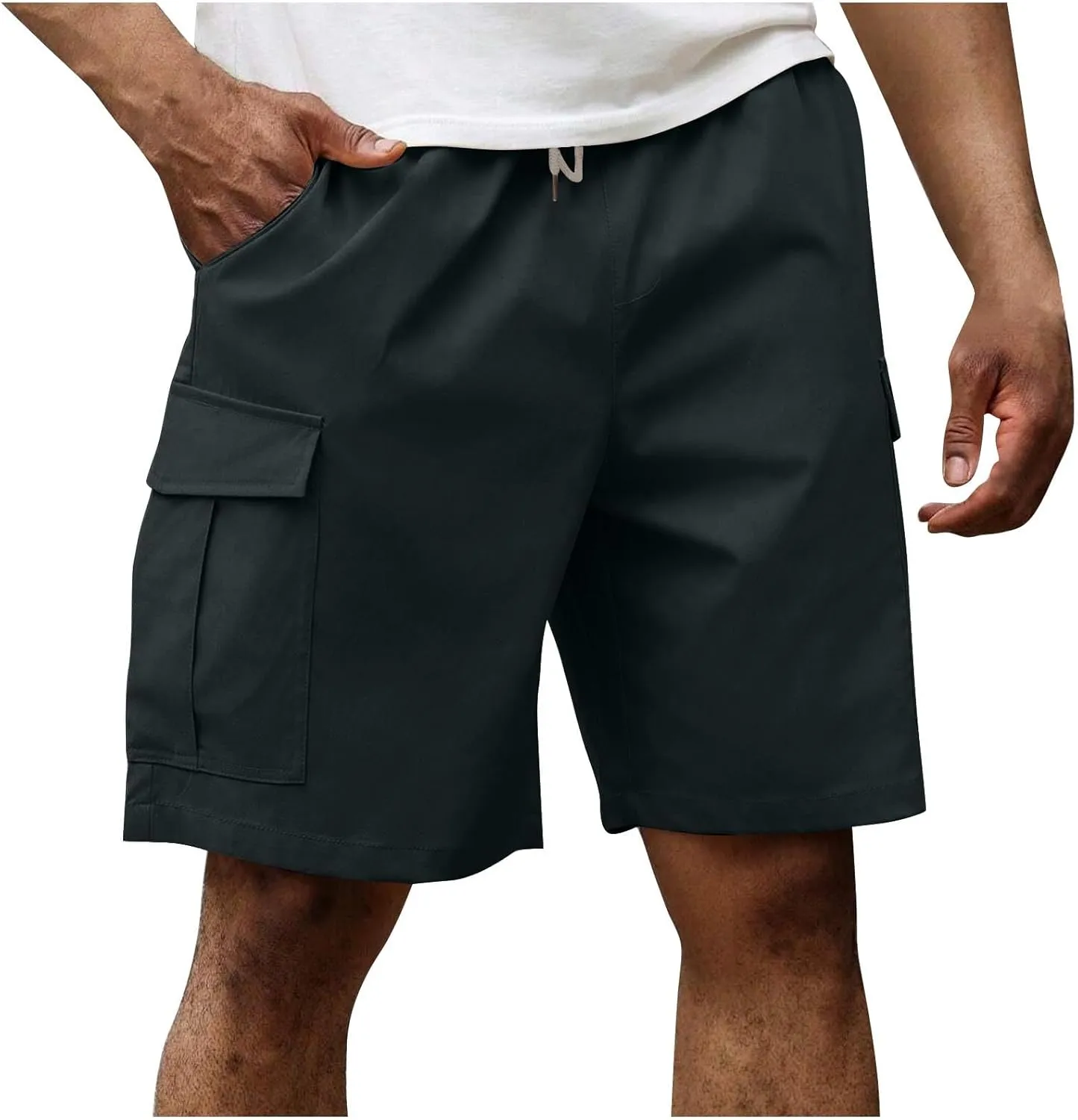 Cargo Shorts for Men Stretch Waist Quick Dry Lightweight Outdoor Hiking Shorts with Pockets