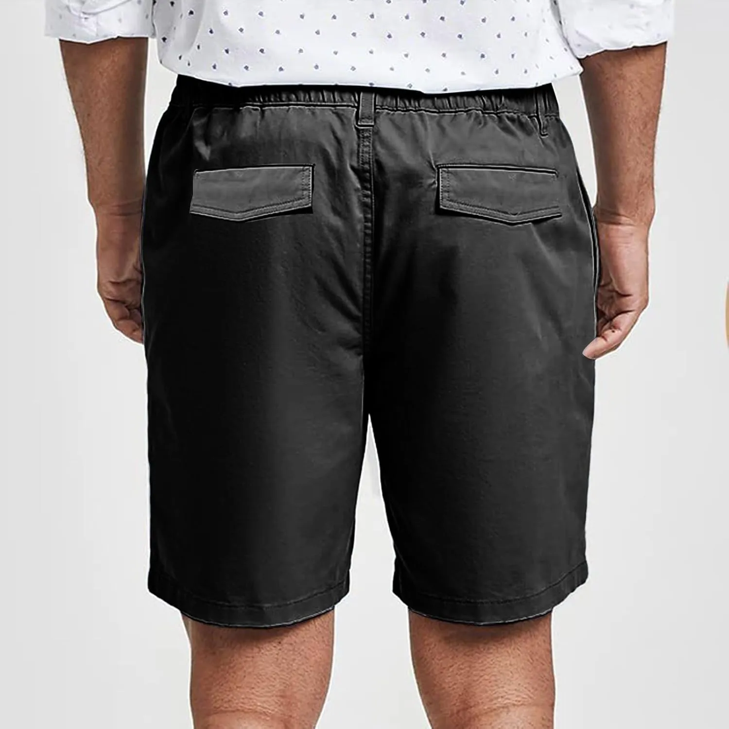 Cargo Shorts Men Summer Elastic Waist Wide Leg Shorts Baggy Comfy Classic Outdoor Quick Dry Hiking Pants with Pockets