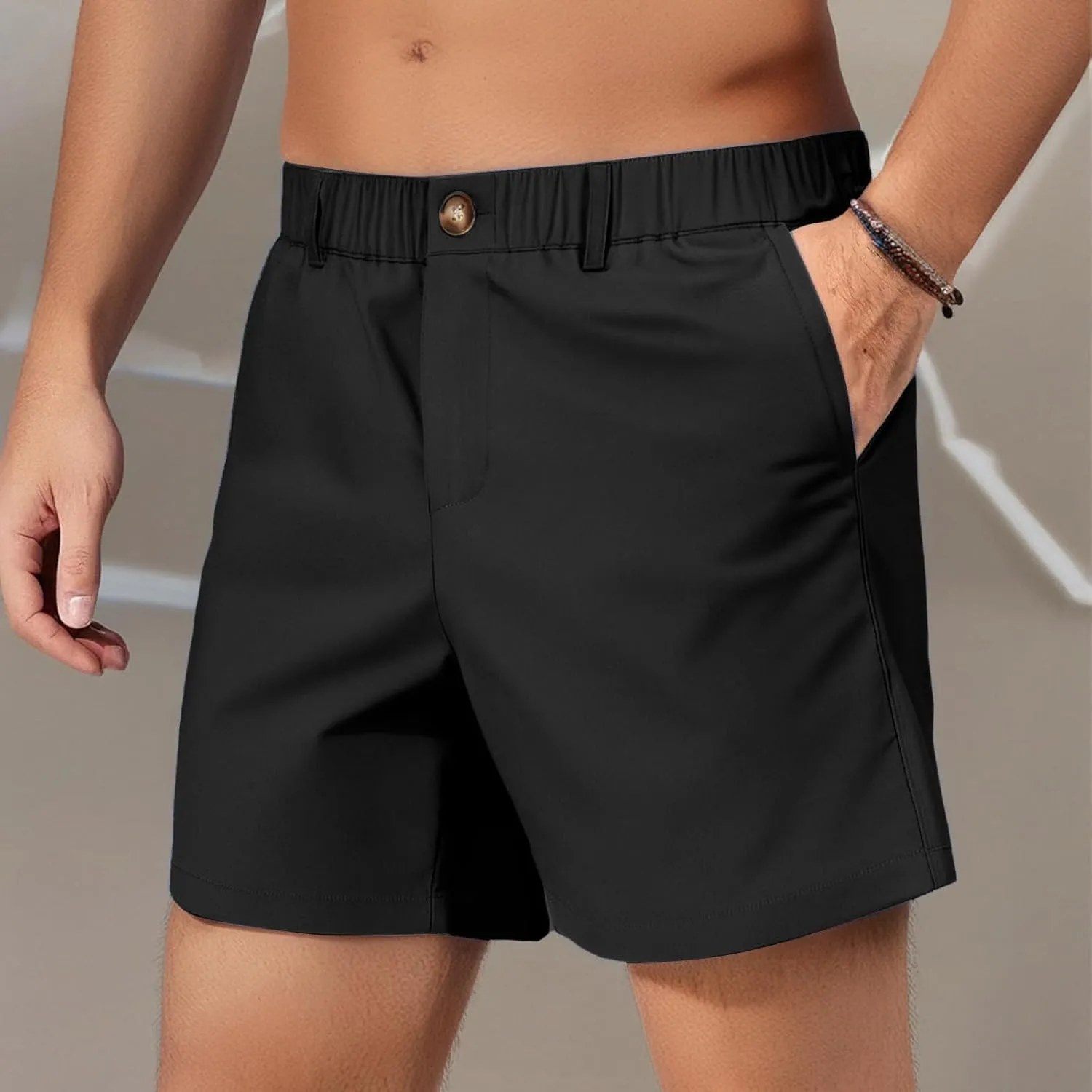 Cargo Shorts Men Summer Elastic Waist Wide Leg Shorts Baggy Comfy Classic Outdoor Quick Dry Hiking Pants with Pockets