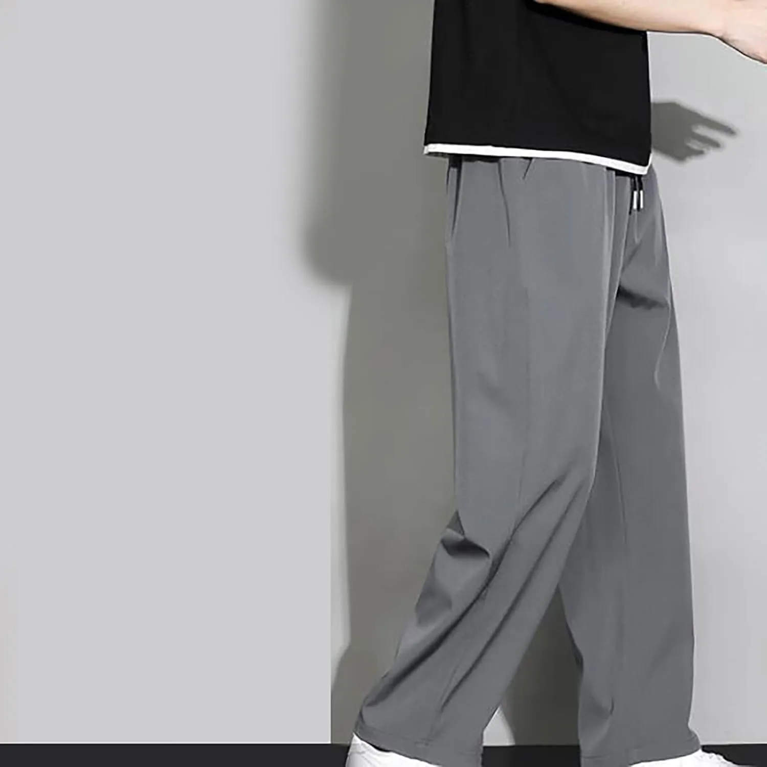 Cargo Sweatpants for Men, Casual Fleece Lace Up Joggers, Athletic Workout Hiking Drawstring Sweat Pants with Pockets