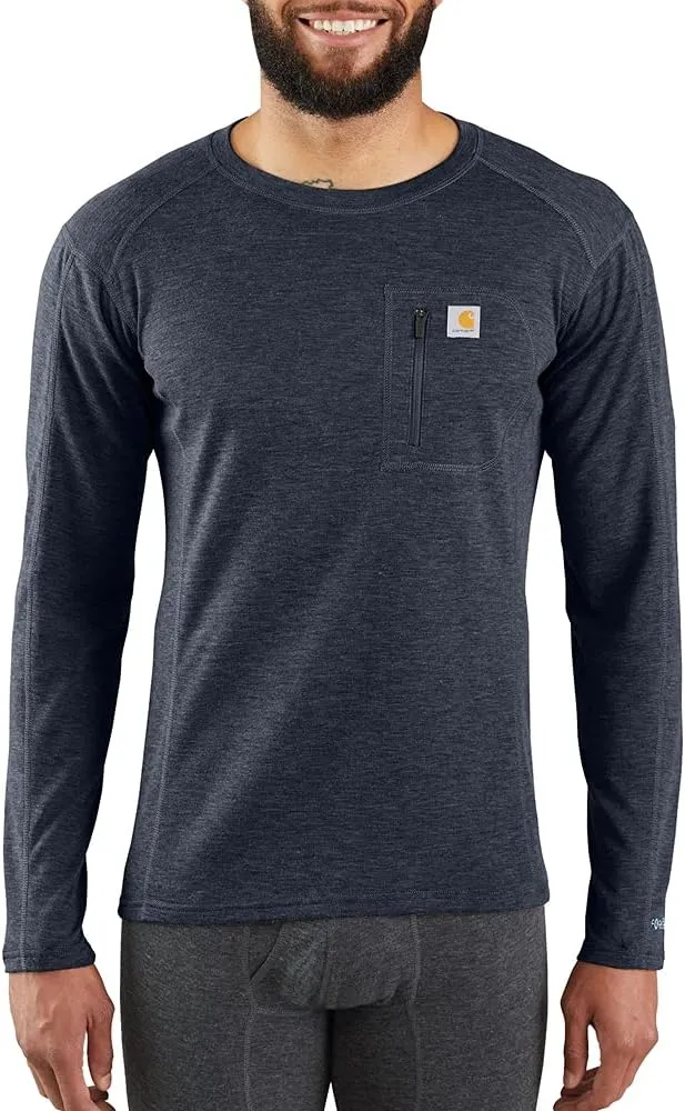 Carhartt Men's Size Force Heavyweight Thermal Base Layer Long Sleeve Pocket Shirt, Navy Heather, 3X-Large Tall
