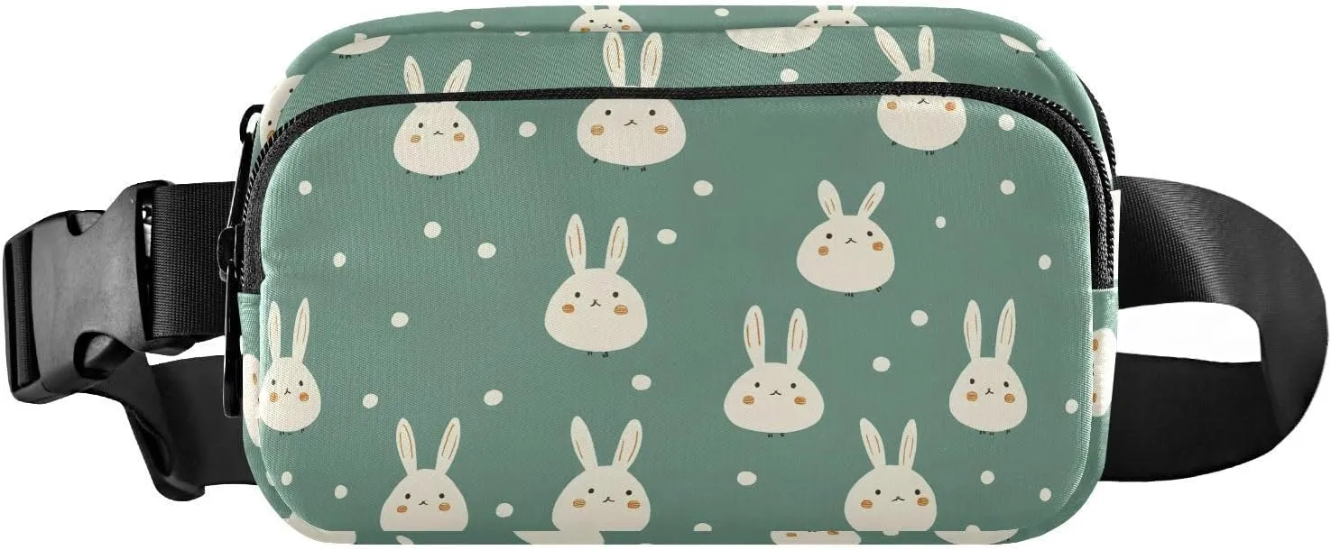 Cartoon Bunny Fanny Pack Water Resistant, Women Men Waist Pack Sling Bag Purse for Travel Hiking