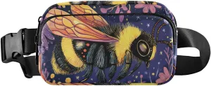 Cartoon Floral Fanny Pack Water Resistant Waist Pack Sling Bag Purse for Women Men Travel Hiking
