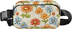 Cartoon Flowers Fanny Pack Water Resistant, Women Men Waist Pack Sling Bag Purse for Travel Hiking